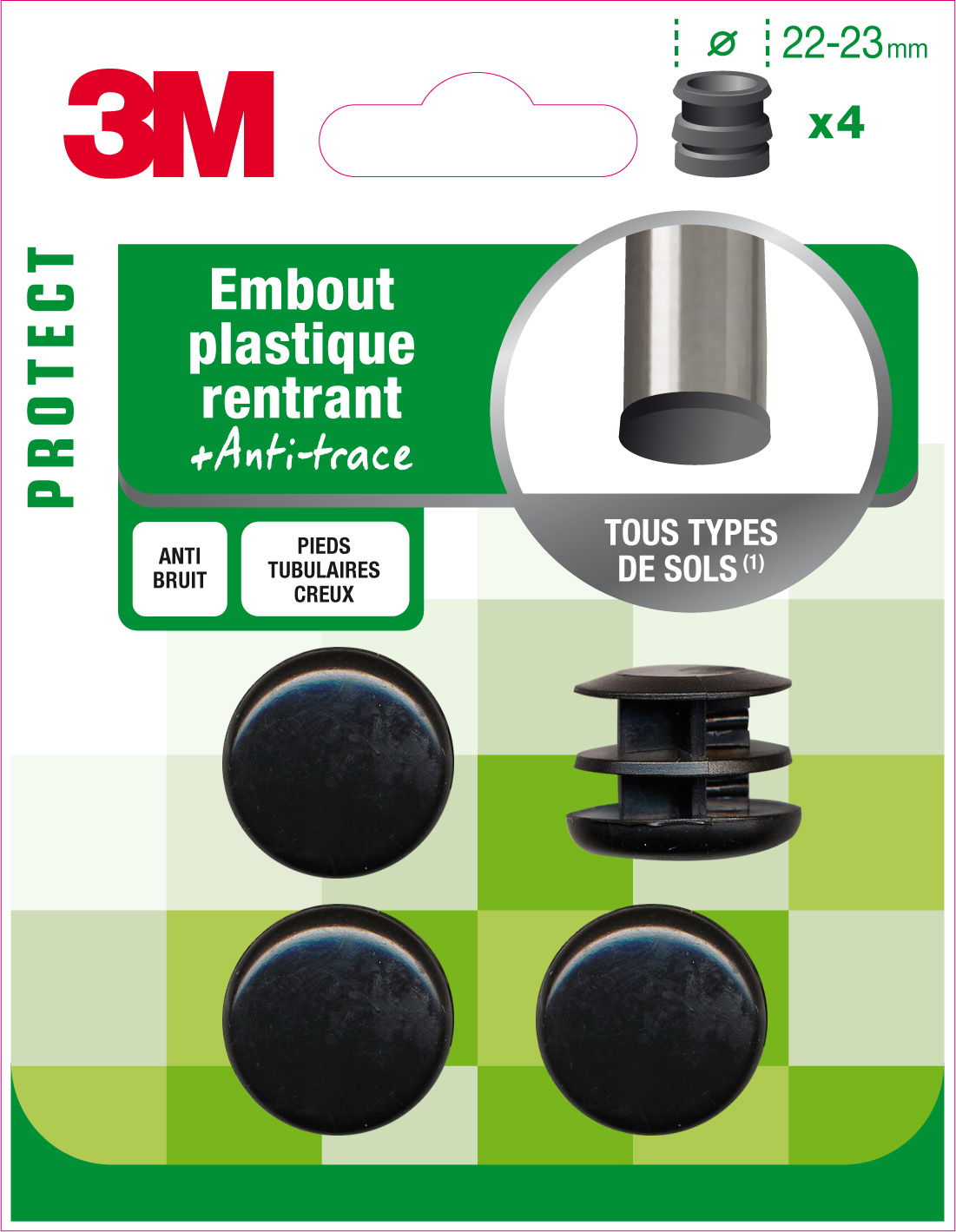 Embout plastique rond Ø22-23mm - 3M